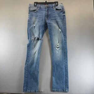 Y2k 2000s Truth Substance Common Sense Mens Skinny Fit Distressed Blue 34x32
